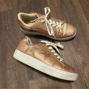 Rose gold star glitter platform sneakers